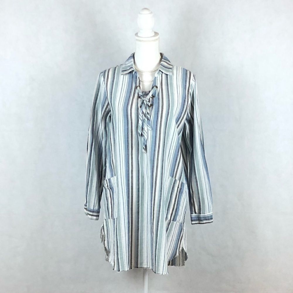 Sz S Jodifl Stripped Lace Up Dress
